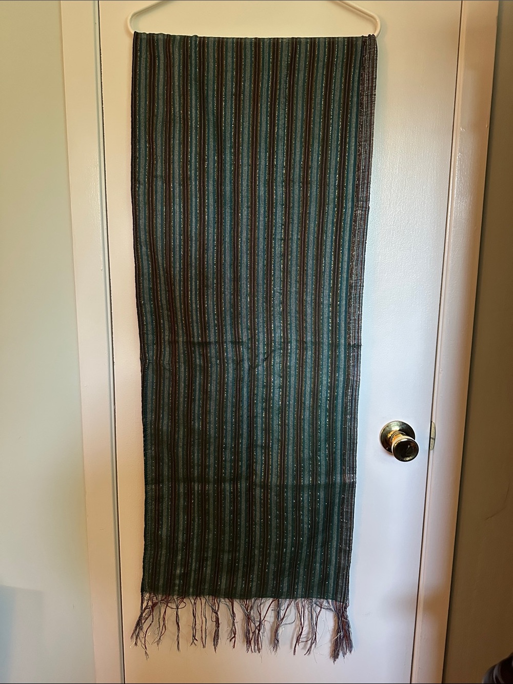 Striped Green & Brown Sparkly Scarf/Headwrap/Wrap/Throw from Morocco 🇲🇦